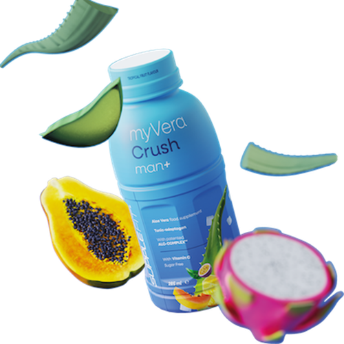 MYVERA CRUSH Man + | Nahrungsergänzungsmittel Einzelflaschen à 285 ml (6-er Pack) – Gesamtinhalt: 1710 ml