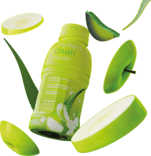 MYVERA CRUSH Mind + | Nahrungsergänzungsmittel mit Koffein Einzelflaschen à 285 ml (6-er Pack) – Gesamtinhalt: 1710 ml