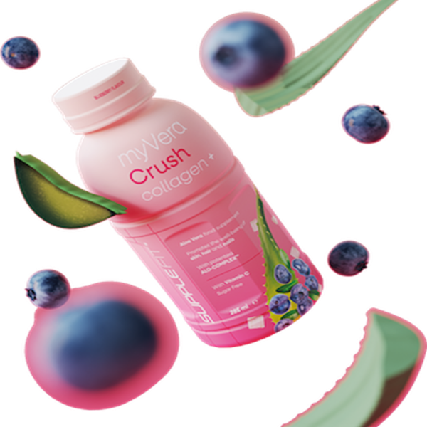 MYVERA CRUSH Collagen + | Nahrungsergänzungsmittel Einzelflaschen à 285 ml (6er Pack) – Gesamtinhalt: 1710 ml